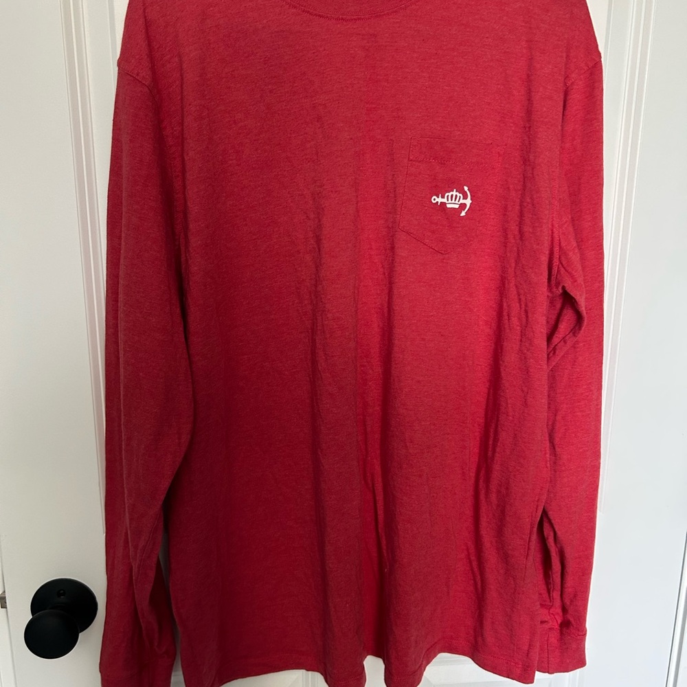 Crown & Anchor Vibrant Red Long Sleeve Tee with Relaxed Fit